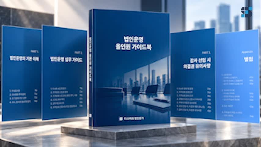 운영 기본 이해, 실무 가이드, 감사 선임 안내 및 별첨으로 구성된 가이드북 목업